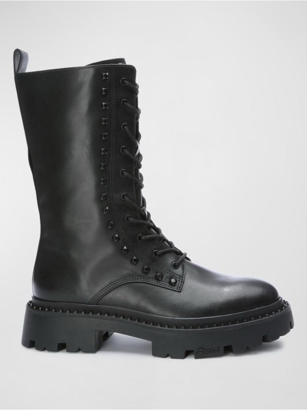 Ash Gaga Bis Black Studded Lace-Up Combat Boot